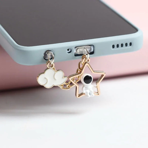 Astronaut Dust Plug Charm Cute Charge Port Anti Dust Plug Kawaii   Usb Type C Plug For iPhone Earphone Jack Stopper Cap Pendant
