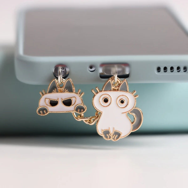 Cute Cat Dust Plug Charm Kawaii Charge Port Plug For iPhone Usb Type C Plug Dust Protection Cap Cartoon Earphone Jack Stopper
