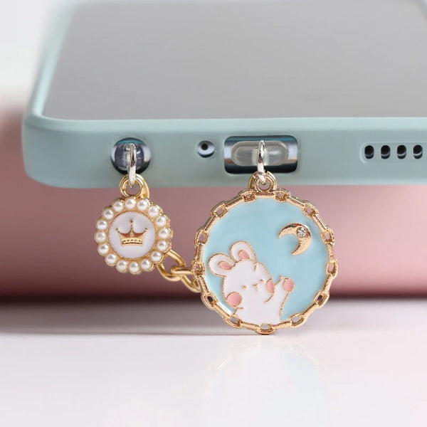 Crown Cat Rabbit Dust Plug Charm Kawaii Phone Anti Dust Cap Cute Charge Port Plug For iPhone Type C Dust Protection Stopper