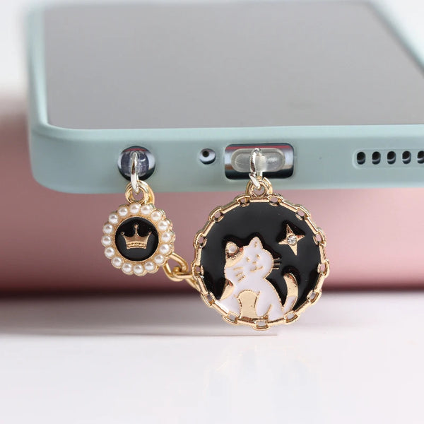 Crown Cat Rabbit Dust Plug Charm Kawaii Phone Anti Dust Cap Cute Charge Port Plug For iPhone Type C Dust Protection Stopper