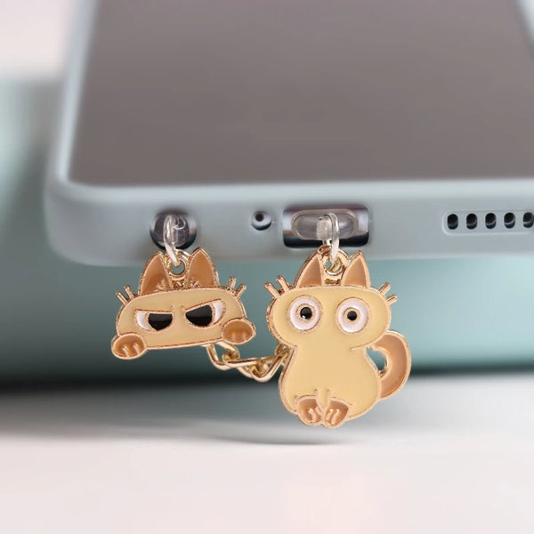 Cute Cat Dust Plug Charm Kawaii Charge Port Plug For iPhone Usb Type C Plug Dust Protection Cap Cartoon Earphone Jack Stopper