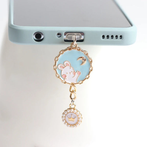 Crown Cat Rabbit Dust Plug Charm Kawaii Phone Anti Dust Cap Cute Charge Port Plug For iPhone Type C Dust Protection Stopper